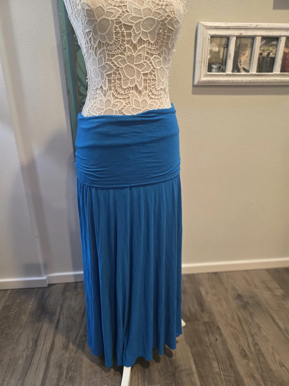 Free People Blue Fold Over Maxi Skirt, Also Acts As Dress.